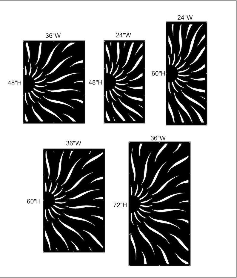 Partial Sun Railing Box Aluminum Decor Half Sun Panel Railing Custom Panels, Room Divider, Sun ...