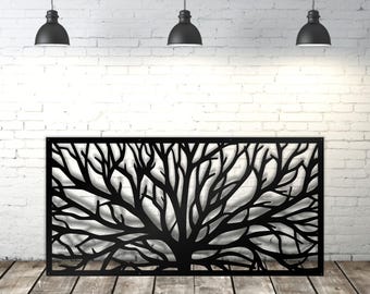 Tree of Life Metal Privacy Screen Fence Decor, Outdoor Wall Art, Aluminum Tree Trunk Panel, Metal Outdoor Decor