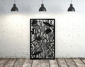 Aluminum Privacy Screen, Ocean Life Design, Metal Garden Panels, Outdoor Divider, Garden Screening, Patio Decor