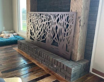 Metal Garden Fence Privacy Screen Decorative Aluminum Outdoor Fence Panel Modern Design Forest Vines Panel