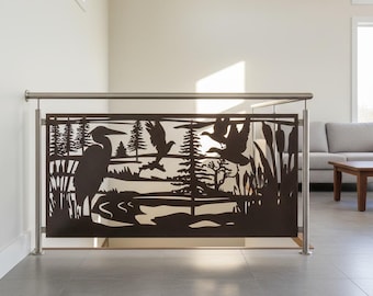 Metal Garden Privacy Screen Panel, Blue Heron Design, Aluminum Fence Panel for Outdoor Walls, Decks & Pergolas, Fence Panels for Garden