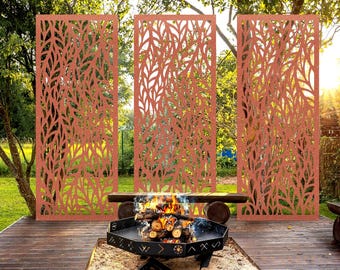 Corten Steel Privacy Panel, Garden Rust Metal Screen, Patio Divider, Backyard Fence Panel, Outdoor Privacy Wall