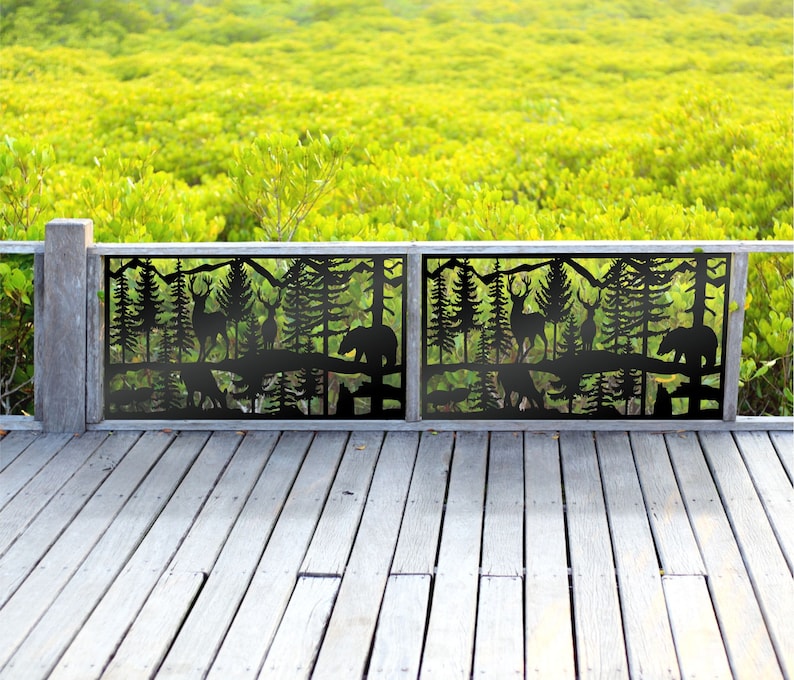 Wildlife Panels Scene With Deer and Bear Wall Decor Etsy