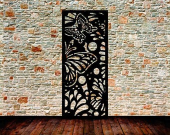 Outdoor/Indoor Aluminum Butterfly Decor Panel, Butterfly Style Privacy Screen, Metal Privacy Divider, Living Room Screen