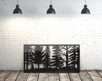 Forest Decor Panel Metal Privacy Screen Decorative Panel Outdoor Garden Fence Art,