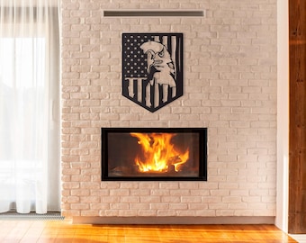 Large Metal Eagle Wall Sign, American Flag Decor, Independence Day Eagle Art, US Wall Art, Fourth of July Gift