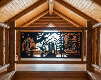 Loon Metal Privacy Screen, Lake House Decor, Cottage Dock Railing, Water Bird Art, Garden Fence Insert