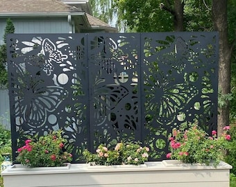 Aluminum Decorative Panel, Railing Insert, Screen Metal Privacy Screen, Butterflies privacy panel Outdoor/Indoor Living,