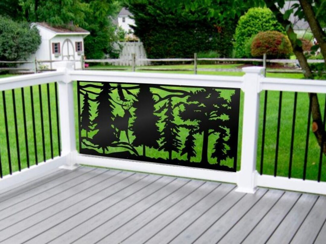 Deer Forest Metal Railing Panel, Laser Cut Privacy Screen, Outdoor ...