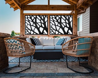 Metal Garden Fence Privacy Screen Decorative Aluminum Outdoor Fence Panel Modern Design Tree Style Panel