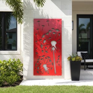 Aluminum Dandelion Metal Privacy Screen, Deck Railing Decor Panel, Floral Room Divider, Outdoor Garden Panel