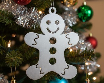 Gingerbread Man Metal Ornament, Laser Cut Christmas Tree Hanging, Holiday Kitchen Décor, Rustic Winter or New Year Gift