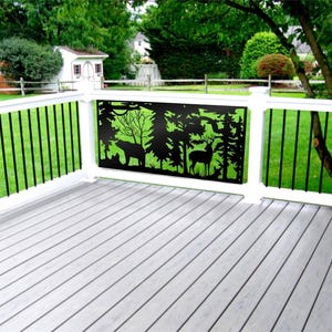 Bear and Deer Metal Panel, Wildlife Privacy Screen, Outdoor Railing Insert, Forest Silhouette Metal Art, Custom Patio Divider