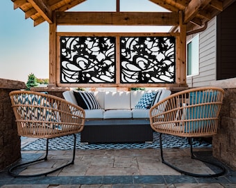 Metal Garden Fence Privacy Screen Decorative Aluminum Outdoor Fence Panel Modern Design Maple Tree Panel