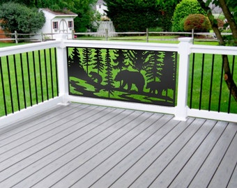 Bear Family Metal Privacy Screen, Aluminum Wall Art, Modern Garden Decor, Nature Lover Gift, Indoor/Outdoor Art