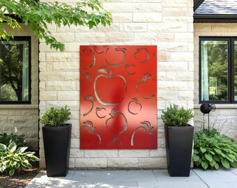 Metal Privacy Screen, Aluminum Room Divider, Decorative Indoor Screen, Apple Metal Panel, Privacy Room Panel