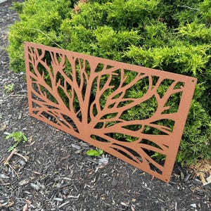 Paravent en métal avec arbre, grande décoration pour la maison et le jardin, oeuvre d&#39;art en métal pour le jardin, métal rouillé, acier corten