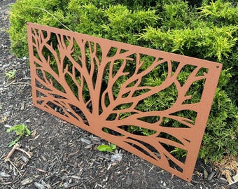 Tree  Metal Privacy Screen, Large Home & Garden Décor, Metal Garden Art, Rusty Metal, Corten Steel