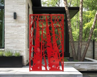 Abstract Tree Aluminum Privacy Screen, Decorative Garden Panel, Metal Wall Art, Outdoor Fence Panel, Room Divider
