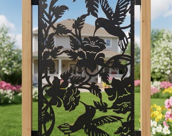 Hummingbird Panel, Metal Privacy Screen Hummingbird, Outdoor Decorative Panel, Indoor Living Screen, Aluminum Decor Panel Gift