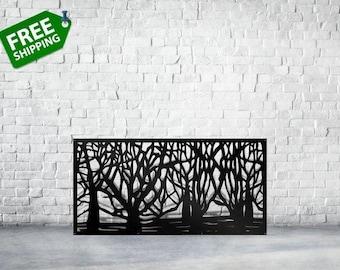 Steel Decor Trees Metal Privacy Screen, Fence Wall Art, Outdoor Indoor Privacy Metal Panel, Christmas Gift