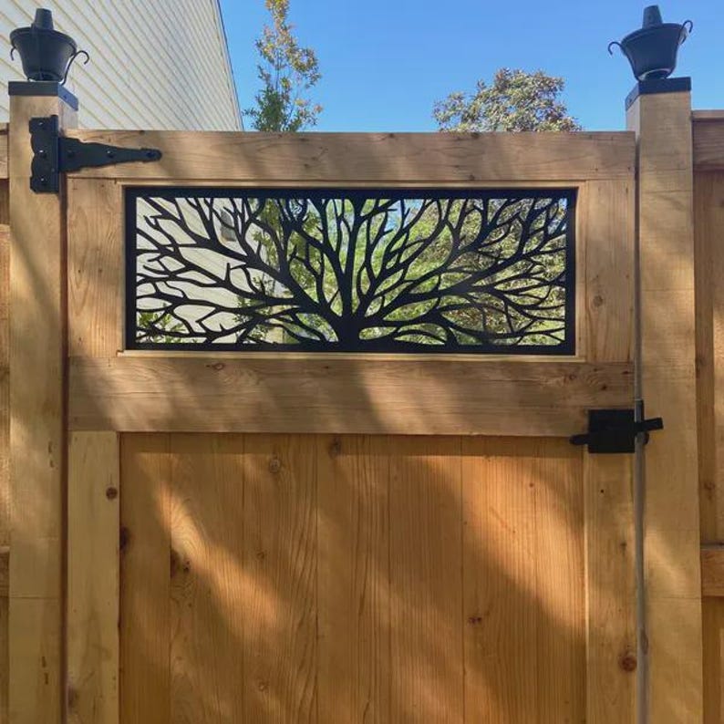 Metal Railing Topper Insert Aluminum Fence Topper Tree Trunk Insert, Fencing Trellis Fence Topper ...