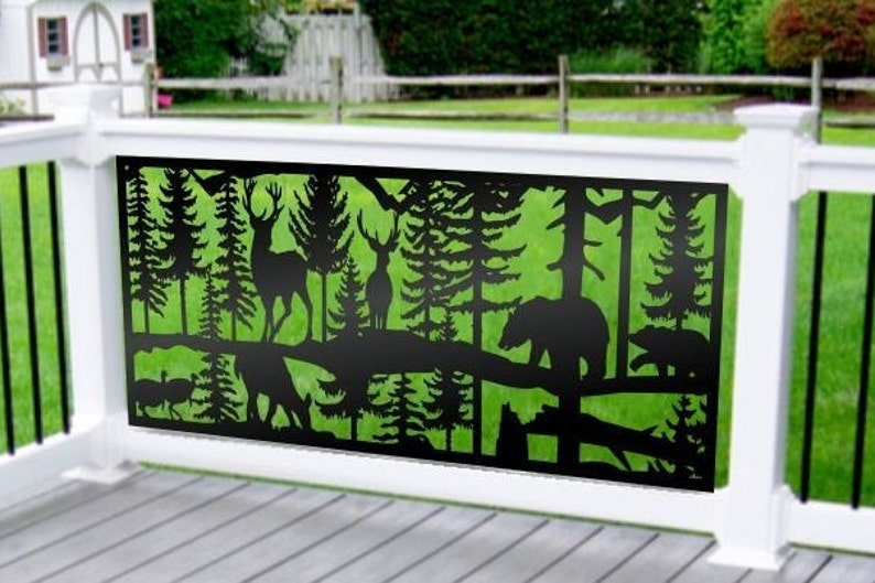 Wildlife Panels Scene With Deer and Bear Wall Decor Etsy