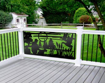 Aluminum Hunter Metal art Hunter with dog Hunter panel Outdoor/Indoor Living Metal Privacy Screen,