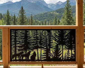 Wolf Metal Privacy Panel, Howling Wolf Screen, Garden Fence Panel, Wilderness Decor, Custom Gate Insert