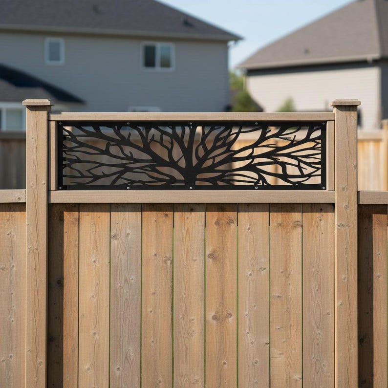 Tree Trunk Insert Aluminum Fence Topper Tree Trunk Insert, Fencing Trellis, Metal Fence ...