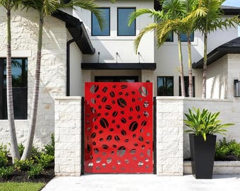 Coffee Theme Metal Privacy Panel, Decorative Garden Fence Topper, Modern Cafe Room Divider, Outdoor Metal Screen