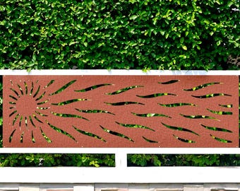 Sun Rays Metal Privacy Screen, Corten Steel Fence Topper, Deck Panel, Balcony Panels, Metal Fencing, Custom Order