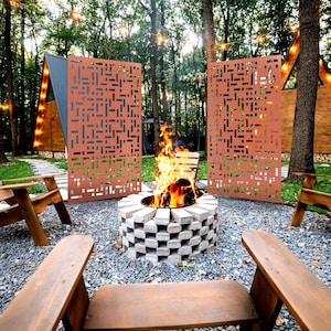 Corten Steel Privacy Panels, Rusted Metal Wall Art for Garden or Patio, Decorative Screens for Fence or Balcony