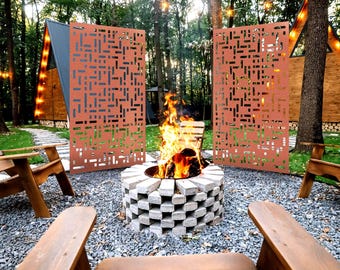 Corten Steel Privacy Panels, Rusted Metal Wall Art for Garden or Patio, Decorative Screens for Fence or Balcony