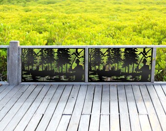Decorative Aluminum Panels - Wild fly fishing panel Outdoor/Indoor Living Metal Privacy Screen,