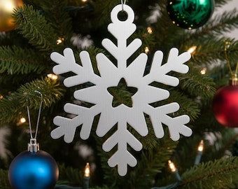 Snowflake Metal Christmas Ornament, Laser Cut Aluminum Tree Hanging, Holiday Season Decoration, Winter Wedding or New Year Gift