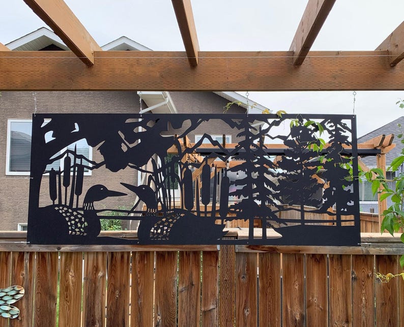 Loon Railing Inserts Wild Loons Metal Screen, Garden Privacy Panel, Deck Railing Insert ...
