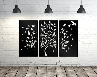 Metal tree wall art, Wall tree decor, Tree of Life Wall Decor, 3 pcs Poplar Tree aluminum wall art, Metal wall decor, Privacy Panel