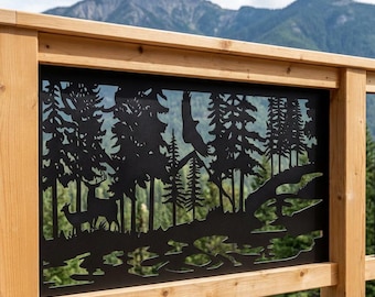 Metal Fence Panel Wildlife, Outdoor Privacy Screen, Forest Animal Art, Deck Privacy Wall, Garden Arch