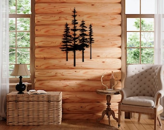 Metal Tree Decor, Pine Tree Metal Sign, Branch Wall Decor, Outdoor Metal Wall Decoration, Metal Tree Wall Art