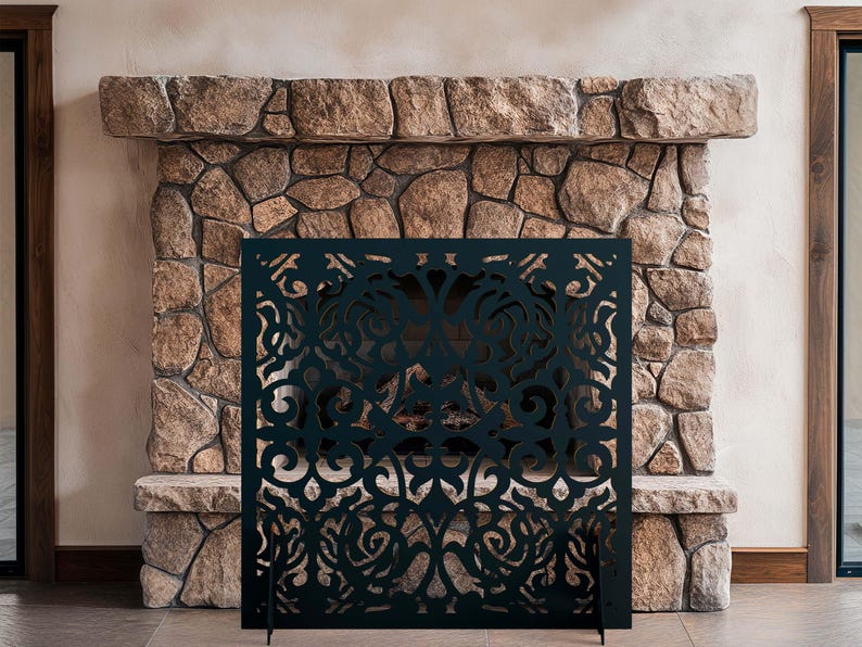 LaserCutArts Iron Fireplace Screen