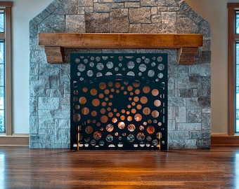 Rustic Metal Fireplace Screen, Handmade Fire Screen, Custom Size Available, Rustic Home Decor, Rustic Living Room