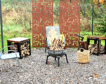 Rusted Corten Metal Panel Inserts, Decorative Privacy Screens for Home or Garden, Custom Steel Wall Art for Indoors or Outdoors