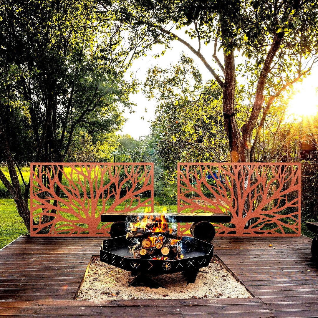 Metal Privacy Screen, Corten Steel Tree Trunk Panel, Aluminum Panel ...