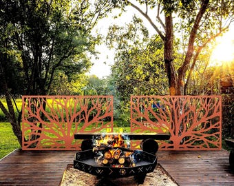 Metal Privacy Screen, Corten Steel Tree Trunk Panel, Aluminum Panel, Decorative Fence, Tree of Life Wall Art
