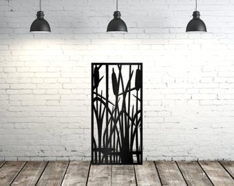 Metal Privacy Screen Decorative Panel Outdoor Garden Fence Art, Reeds Panel Metal Privacy Screen,