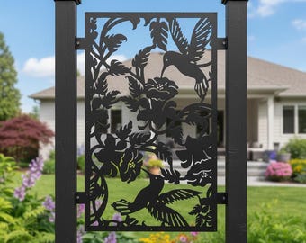 Outdoor Decorative Metal Screen, Hummingbird Privacy Panel, Aluminum Indoor Privacy Screen, Living Decor Gift
