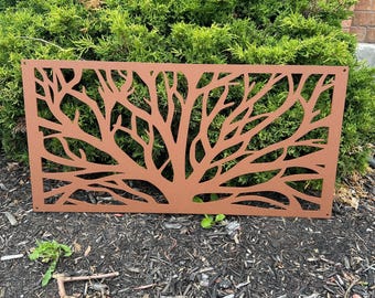 Corten Steel Tree Art Metal Privacy Screens, Tree Decor, Woodland Wall Art, Outdoor Screen, Garden Divider, Rustic Home Decor
