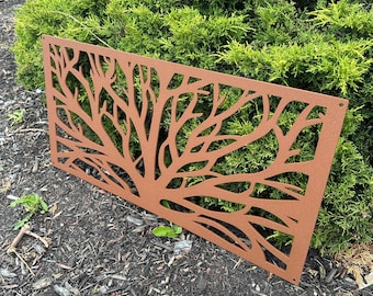 Tree  Metal Privacy Screen, Large Home & Garden Décor, Metal Garden Art, Rusty Metal, Corten Steel