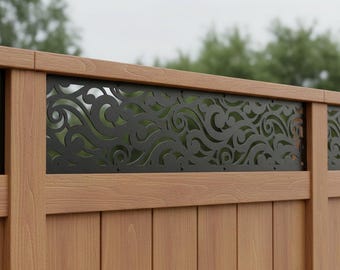 Swirl Lines Fence Decor, Aluminum Metal Privacy Screen, Decorative Wall Panel, Garden Fence Topper, Unique Gift